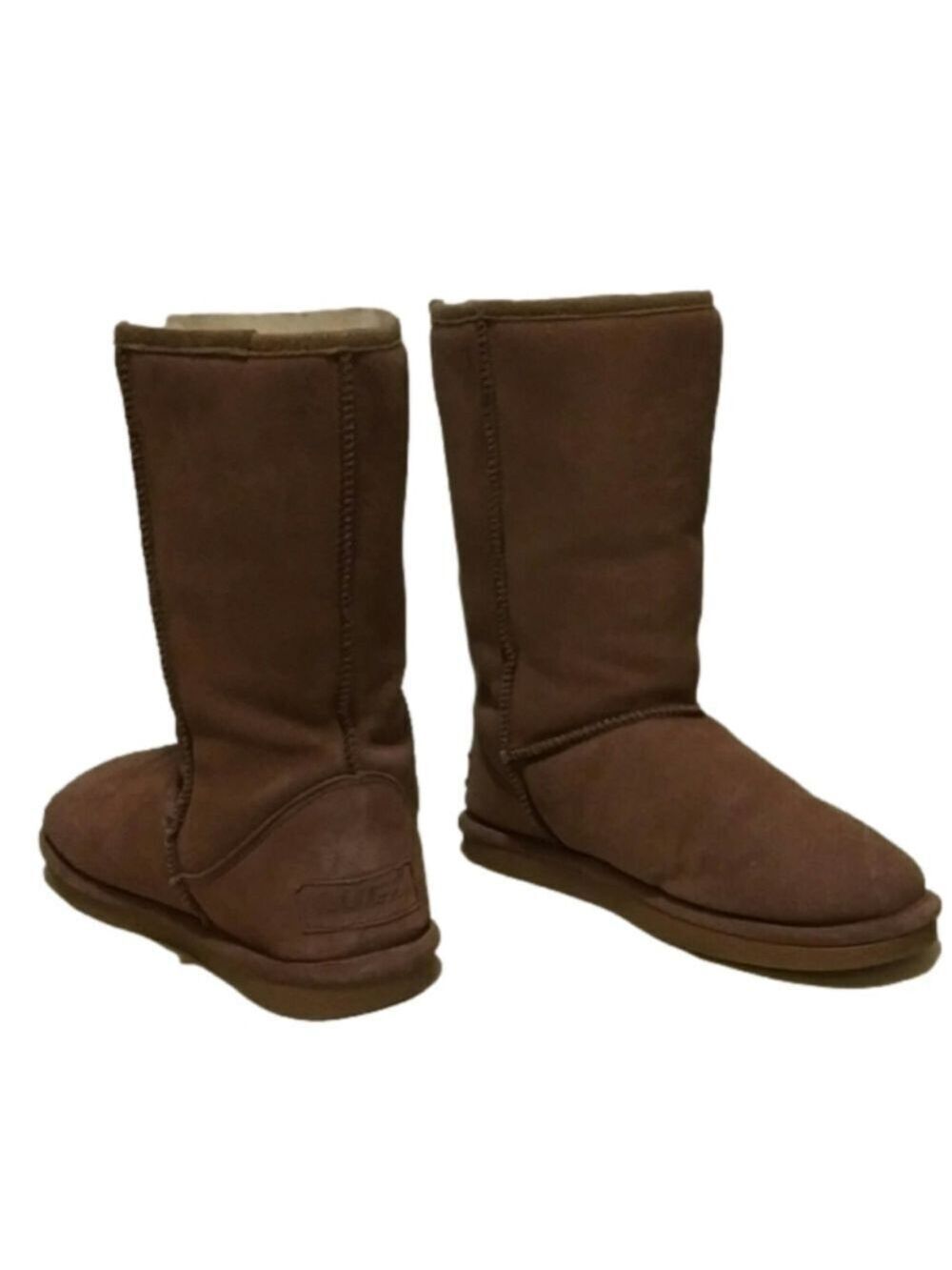Lugz Tan Suede Fleece Lining Round Toe Mid Calf Platform Sole Pull On Fall Boot